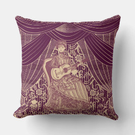 ギターを持つ美しい女性 クッション