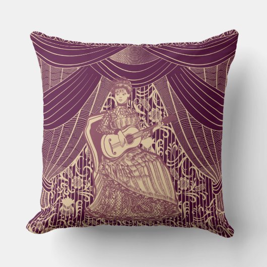 ギターを持つ美しい女性 クッション (正面)
