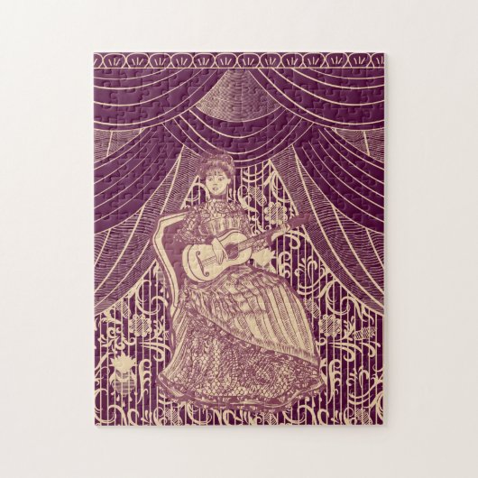 ギターを持つ美しい女性 ジグソーパズル (縦)