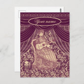 ギターを持つ美しい女性 ポストカード (正面/裏面)