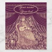 ギターを持つ美しい女性 ワインラベル (シングルラベル)