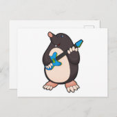 ギターを持つ音楽のモグラ ポストカード (正面/裏面)