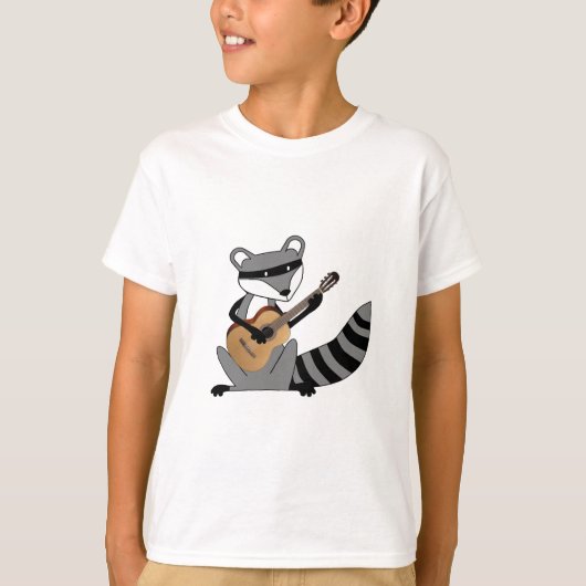 ギターを演奏しているアライグマ Tシャツ (正面)