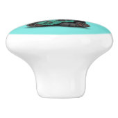 ギターを演奏している青い砂糖のスカルのパンダ セラミックノブ (側面)