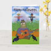 ギターを演奏するかかし カード (黄色い花)