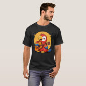 ギターを演奏するオウム グラフィック オウム 少年 少女 Tシャツ (正面フル)
