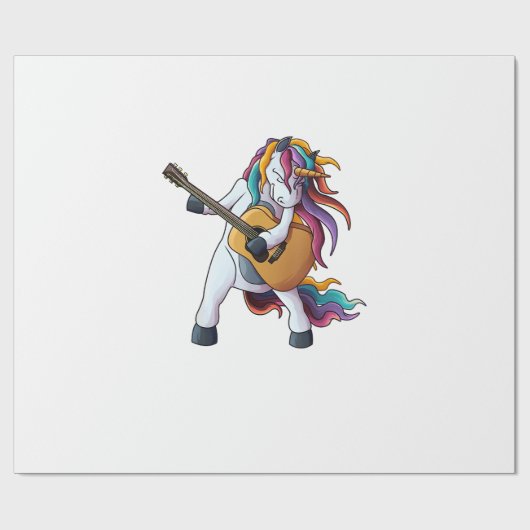 ギターを演奏するクールなユニコーン _ 面白い動物ギタリスト ラッピングペーパー (フラット)