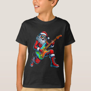ギターを演奏するサンタ クリスマスのミュージシャン ギタリスト Tシャツ