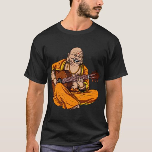 ギターを演奏する仏陀 Tシャツ (正面)