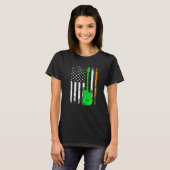 ギターアイリッシュアメリカ国旗St Patrick's Day Men W Tシャツ (正面フル)