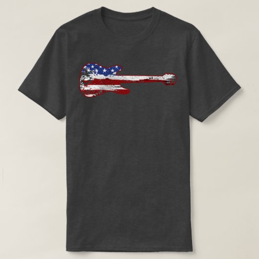 ギターアメリカ国旗のヴィンテージ2 Tシャツ (デザイン正面)