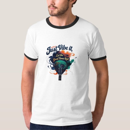 ギターアートのメンズベーシックリンガーTシャツ Tシャツ (正面)