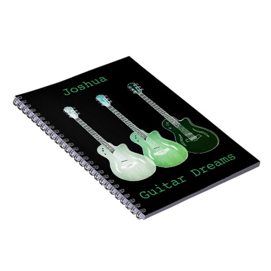 ギターアートの追加の名前グリーンブラックソングライティング ノートブック (右側)