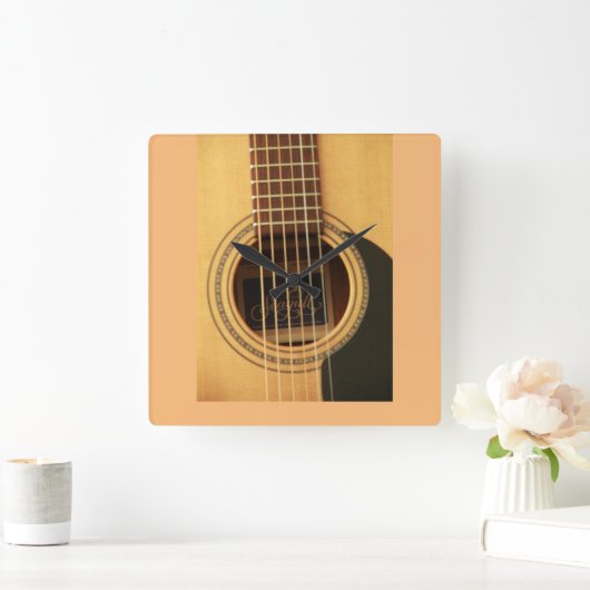 ギターアートウォールクロック スクエア壁時計 (ホーム)
