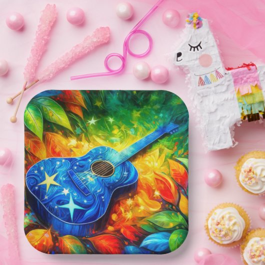 ギターアート ペーパープレート (パーティー)