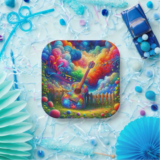 ギターアート ペーパープレート (パーティー)