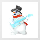 ギターウィンドウの付いたおもしろいクリスマススノーマン ウィンドウサイン (シート)