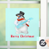 ギターウィンドウ付きクリスマス雪だるま ウィンドウサイン (ホーム)