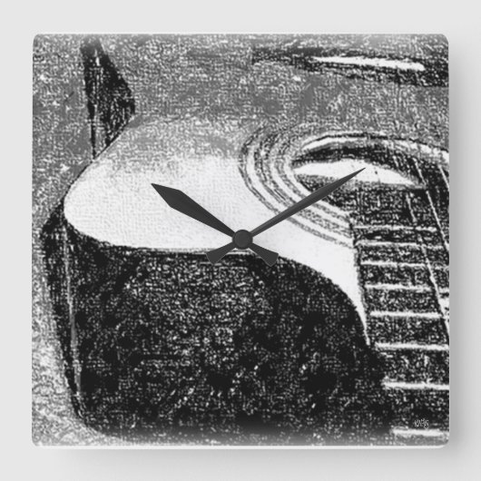 ギターウォールクロック スクエア壁時計 (正面)