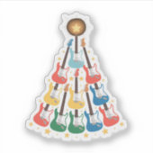 ギターエレクトリック楽器クリスマスツリー シール (正面)