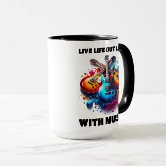 ギターカラフルが音楽と共に大声で生き続ける マグカップ (正面右)