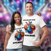 ギターカラフルが音楽と共に大声で生き続ける Tシャツ