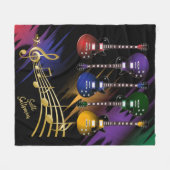 ギターカラフル フリースブランケット (正面(横))