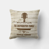 ギターカントリー音楽素朴ウッドファミリー名 クッション (裏面)