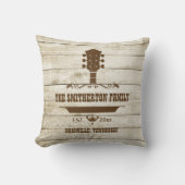ギターカントリー音楽素朴ウッドファミリー名 クッション (正面)
