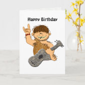 ギターカードテンプレートのおもしろいな漫画の穴居人 カード (黄色い花)