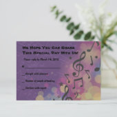 ギターガールこうもりバー（ユダヤ教の）バル・ミツバー招待状返信カード 出欠カード (スタンド正面)