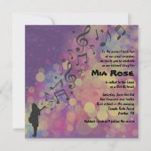 ギターガールこうもりバー（ユダヤ教の）バル・ミツバー招待状 招待状 (正面)