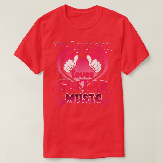 ギターガールこの女の子はギター音楽を大好き1022 Tシャツ (デザイン正面)