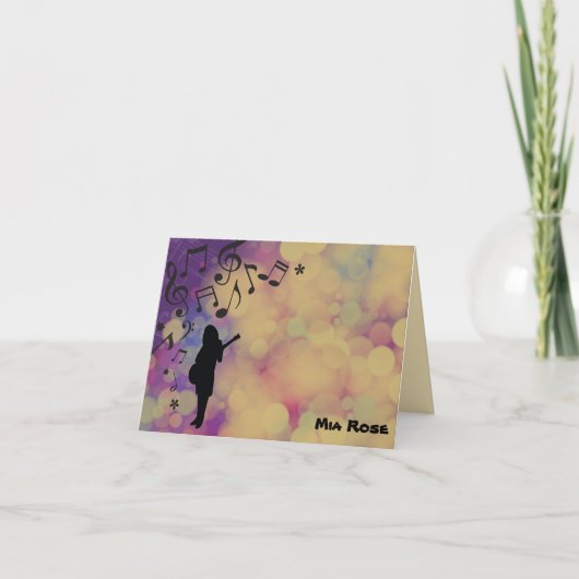 ギターガールバット（ユダヤ教の）バル・ミツバーサンキューカード サンキューカード (正面)