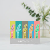 ギターガールパステルモダンカラフル ポストカード (スタンド正面)