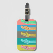 ギターガールモダンパステルカラフル ラゲッジタグ (正面縦)
