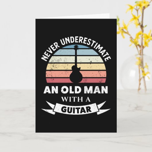 ギターギタリストギフトおもしろいパパの老人 カード (黄色い花)