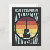 ギターギタリストミュージシャンのおもしろい老人 ポストカード (正面/裏面)