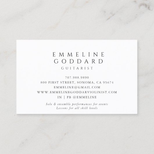 ギターギタリスト音楽ミュージシャン先生 名刺 (裏面)