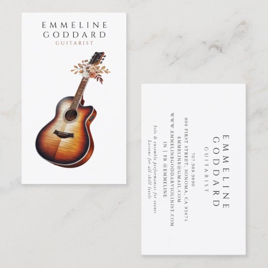 ギターギタリスト音楽ミュージシャン先生 名刺 (正面/裏面)
