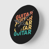 ギターギフト アコースティックギターギタリスト ラウンド壁時計 (傾斜)