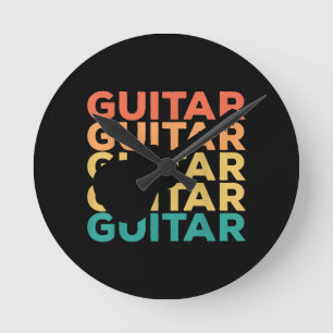 ギターギフト アコースティックギターギタリスト ラウンド壁時計
