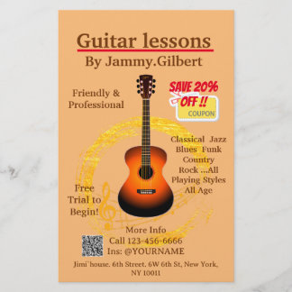 ギタークラスフライヤー両面印刷 チラシ