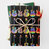 ギタークリスマスおもしろいサイケデリックフェスティバル音楽 ラッピングペーパーシート (インサイチュ)