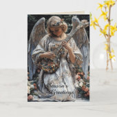 ギタークリスマスの天使 カード (黄色い花)