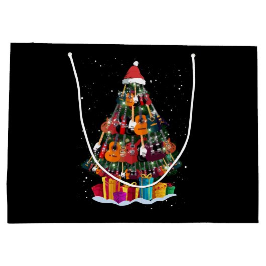 ギタークリスマスツリーおもしろい ラージペーパーバッグ (裏面)