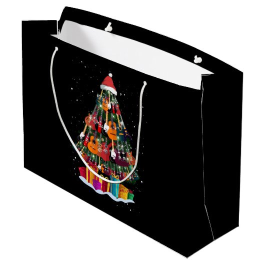 ギタークリスマスツリーおもしろい ラージペーパーバッグ (裏面アングル)