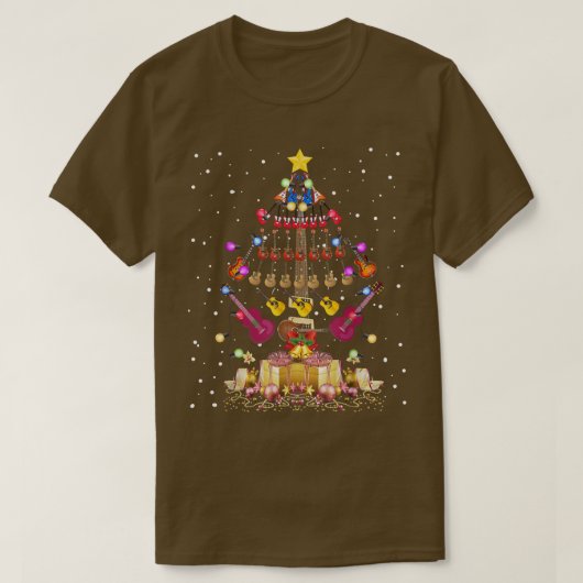 ギタークリスマスツリーライトスタートップクリスメリータム Tシャツ (デザイン正面)