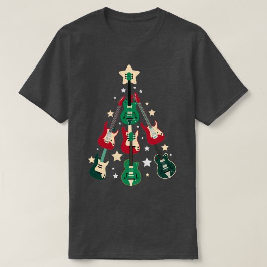 ギタークリスマスツリー Tシャツ (デザイン正面)