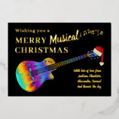 ギタークリスマスパーソナライズされた金ゴールド 箔シーズンカード (正面)